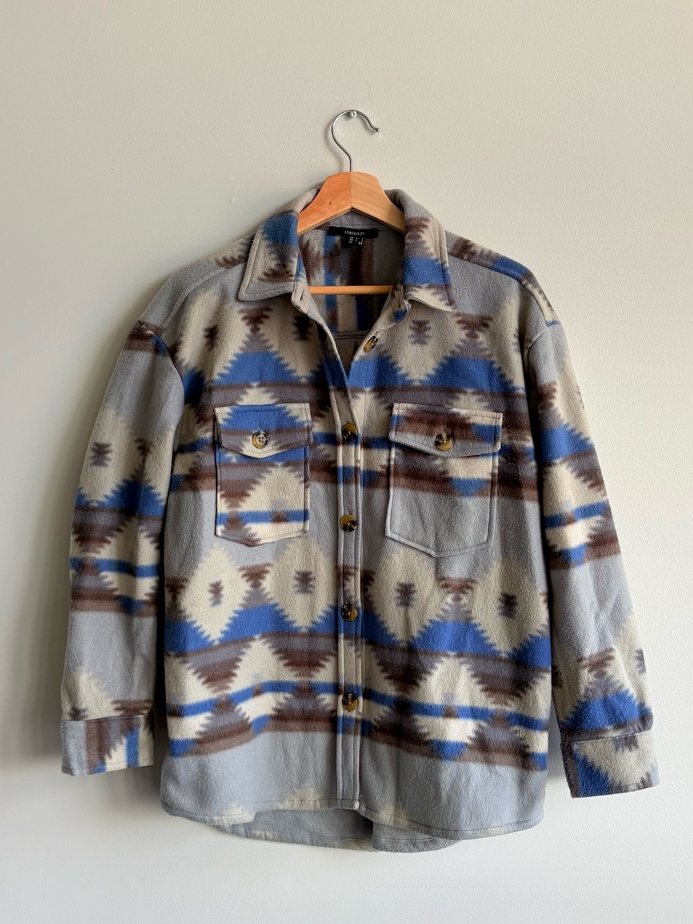Aztec Patterned Fleece Shacket
